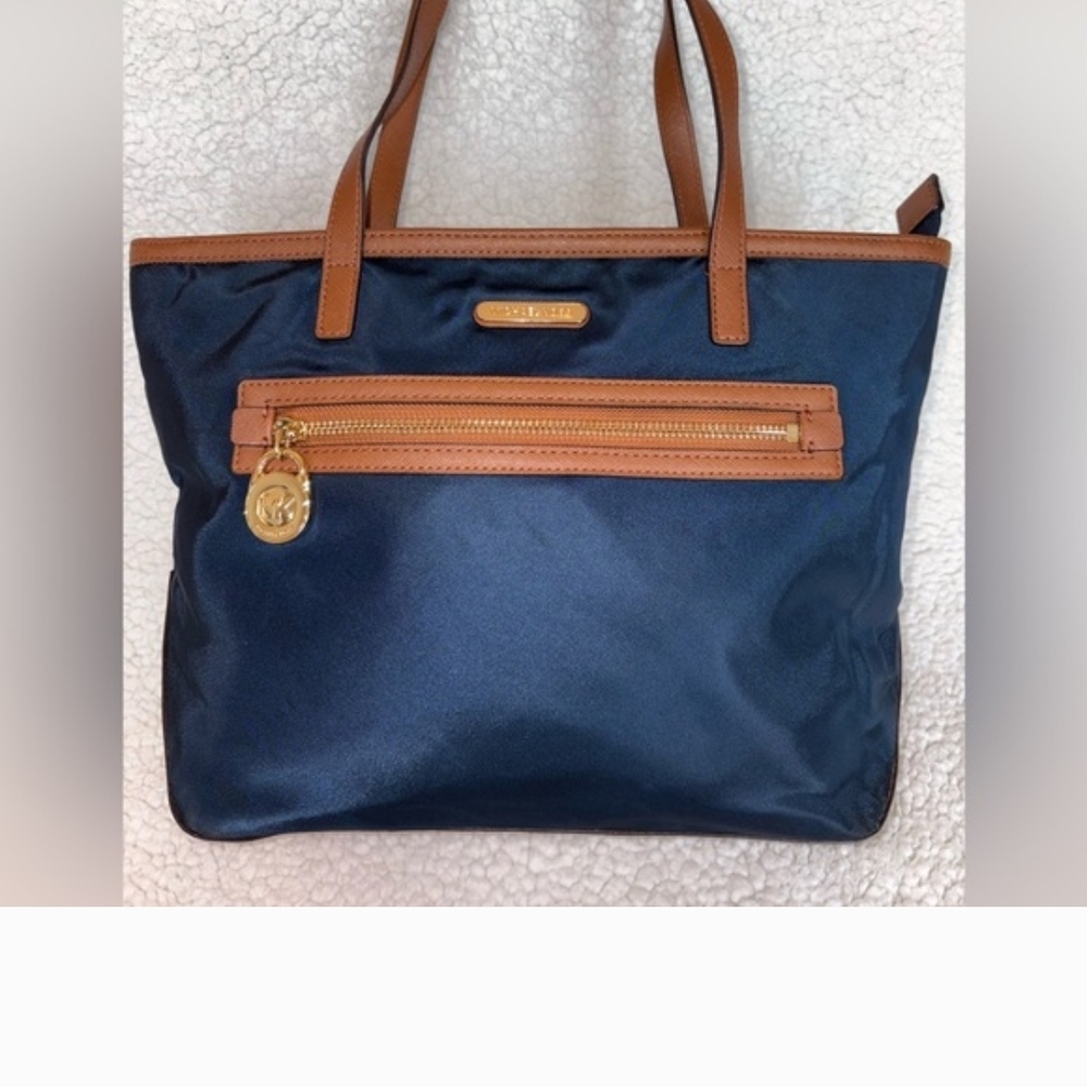 Michael Kors Kempton Nylon Navy Blue and Brown Tote